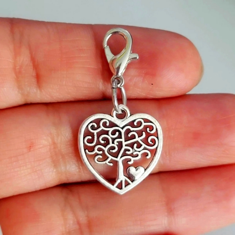 Tree of life heart shaped planner charm silver
